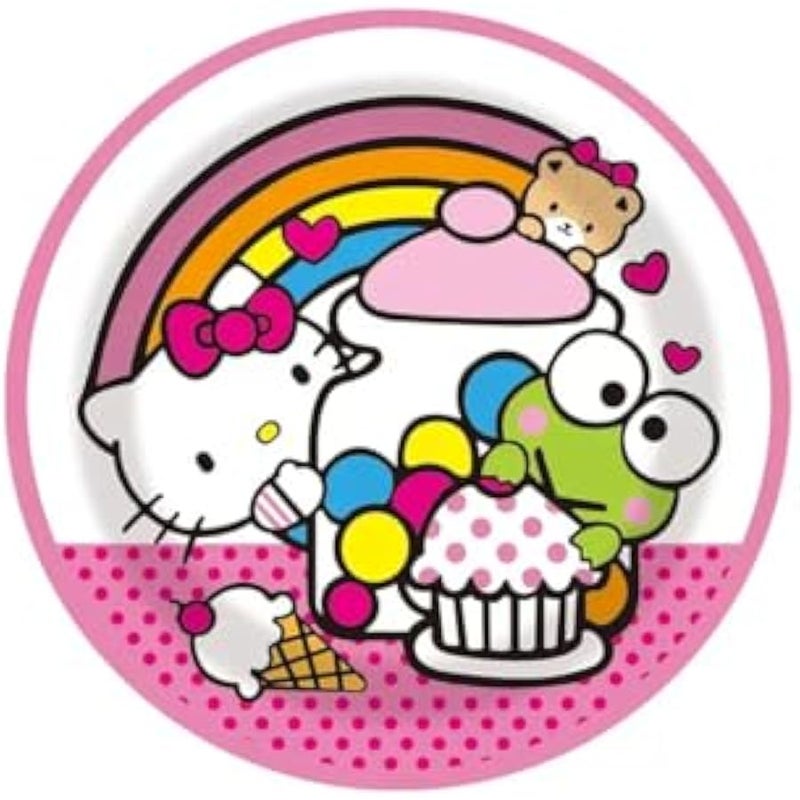 41 pcs Pink Cat Party Decoration Hello Cat Pink Kite Including 1pc Tablecover 20 pcs 7 inches Plates and 20 pcs 6.5 inches Napkins Cat Theme Birthday Party Decoration Favor Sets (Rainbow 41) - Image 3